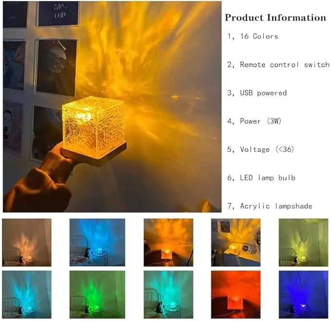 Wave Lamp, Wave Light Cube, Aurora Glow Lamp Crystal Night Light, Romantic Lamp for Room Decor, LED Wave Lights