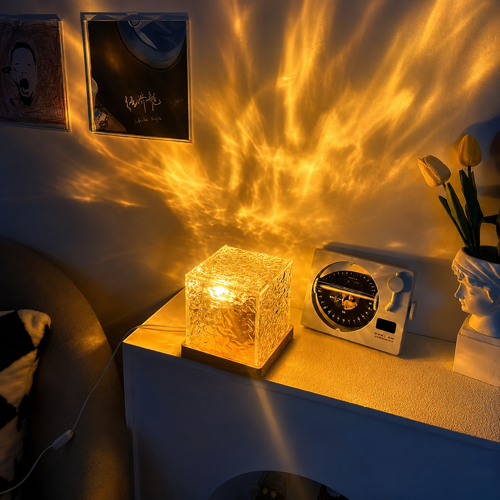 Wave Lamp, Wave Light Cube, Aurora Glow Lamp Crystal Night Light, Romantic Lamp for Room Decor, LED Wave Lights